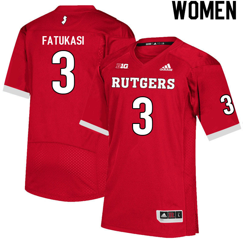 Women #3 Olakunle Fatukasi Rutgers Scarlet Knights College Football Jerseys Sale-Scarlet - Click Image to Close